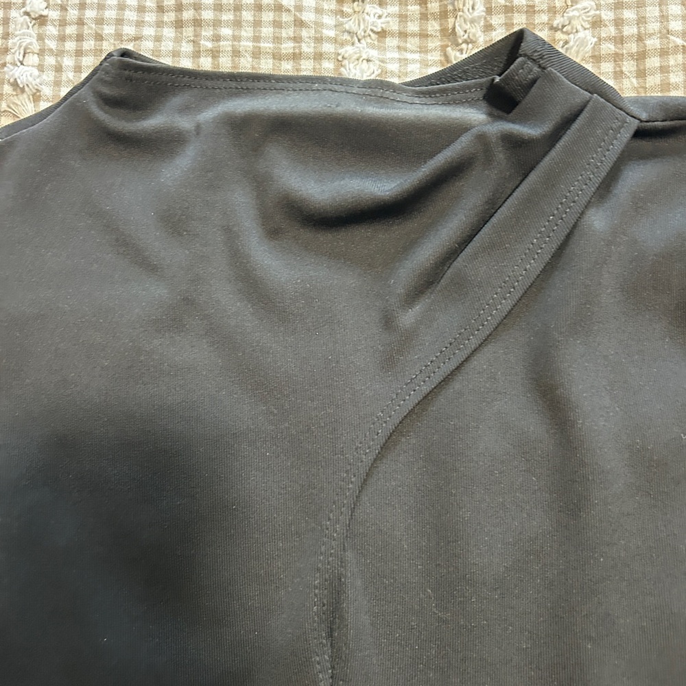 Asymmetrical Black Blouse with Mandarin Collar